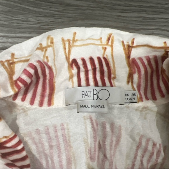 PatBo Deck Chair Print Shirt - White US 4 Blouse RARE Anthropologie - Picture 5 of 7